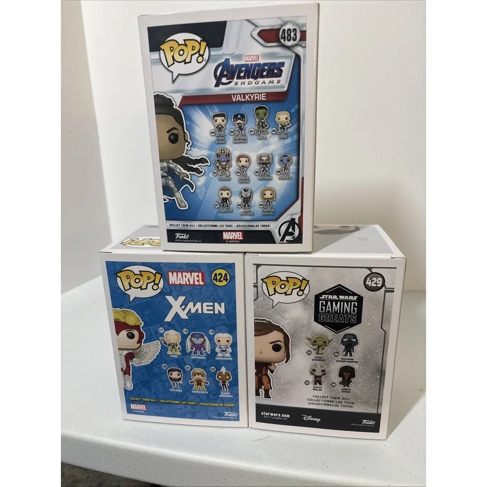 Funko Pop! Lot of 3 Famous Ladies Valkyrie 483 Angel 424 Bastila 429 Marvel